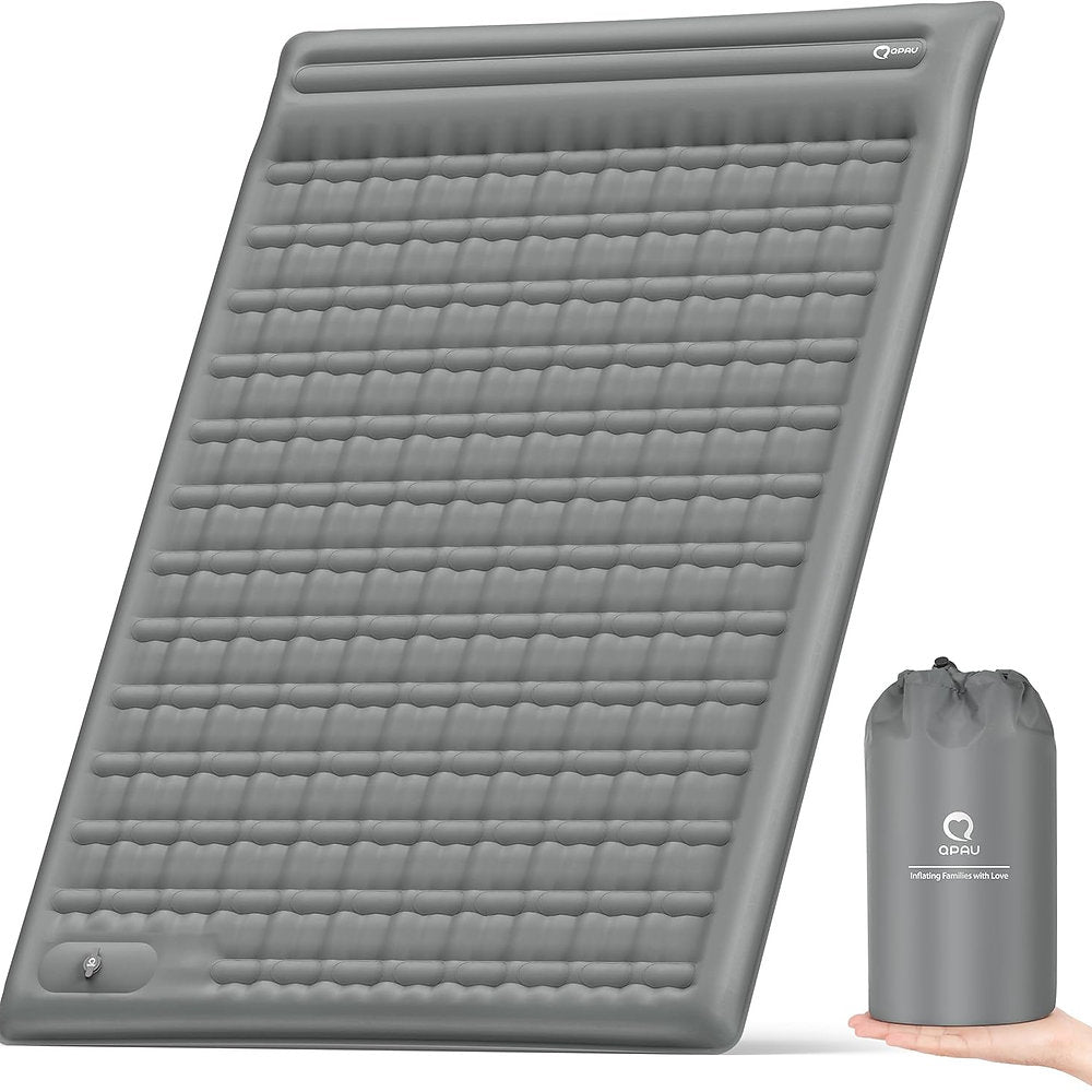 Saltea gonflabila cu perna, Qpau, cu pompa incorporata, 136x195cm