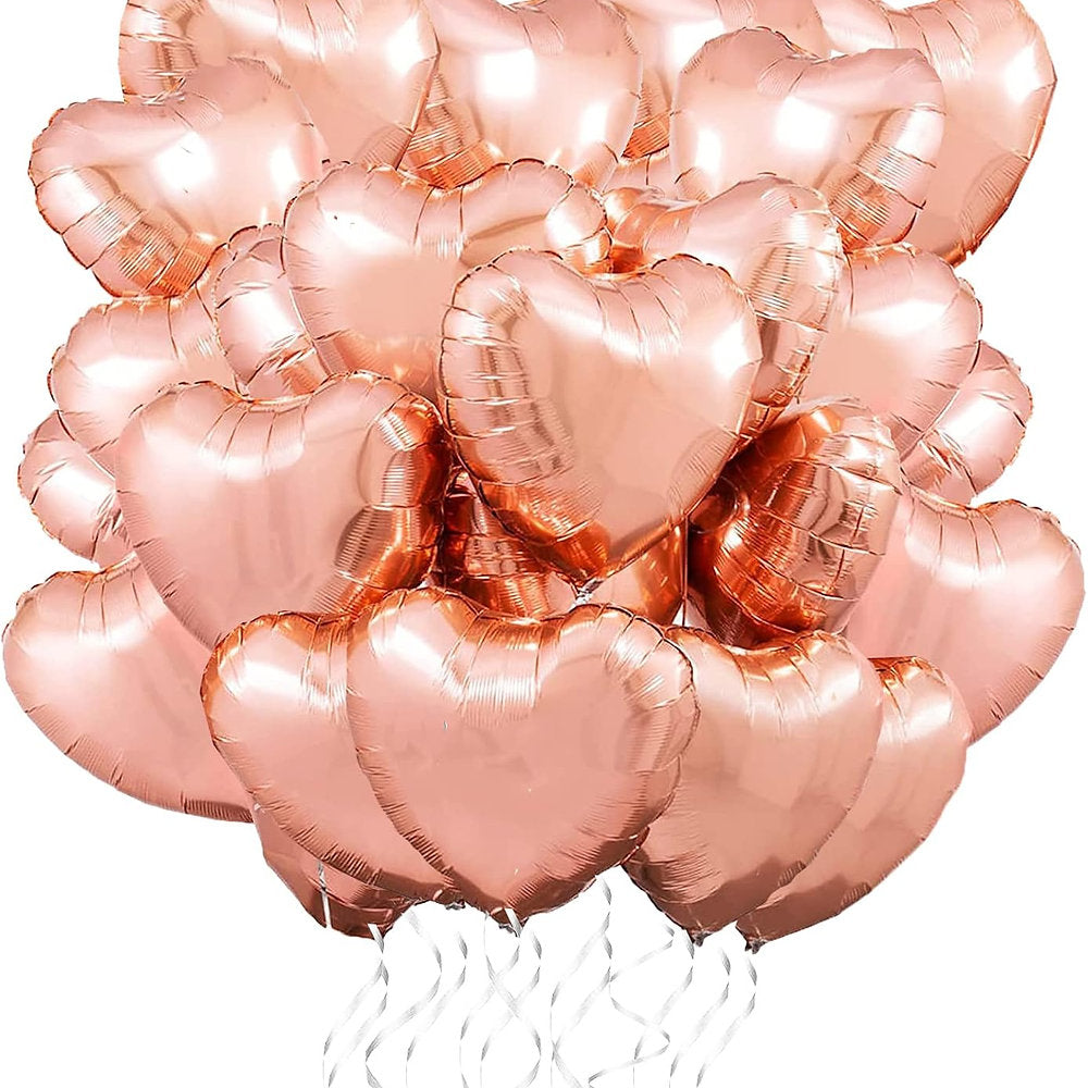 Baloane decorative folie, inimioara, 45cm, pachet de 25, roz