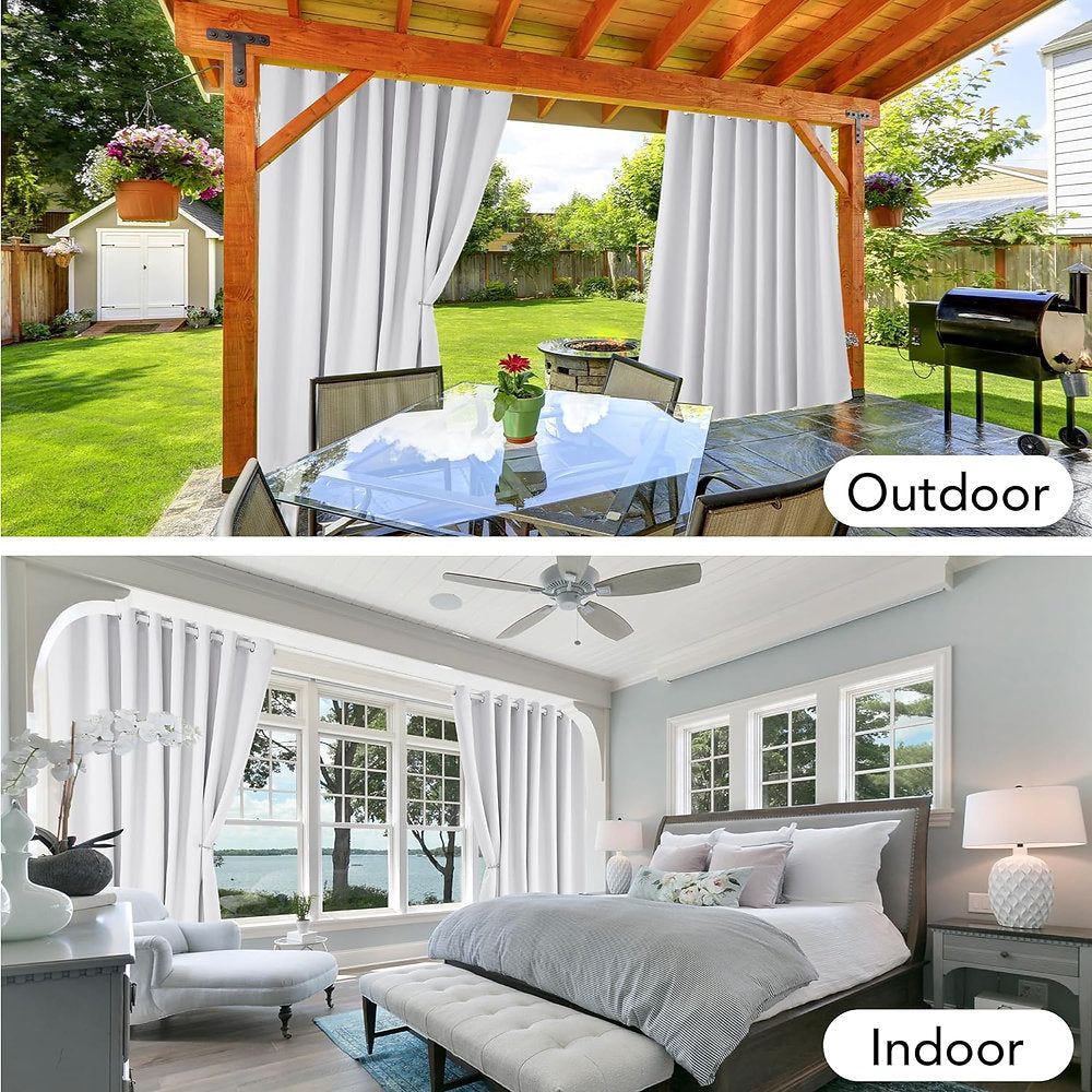 Draperii de exterior Deconovo rezistente la intemperii, 245 x 132 cm,gri