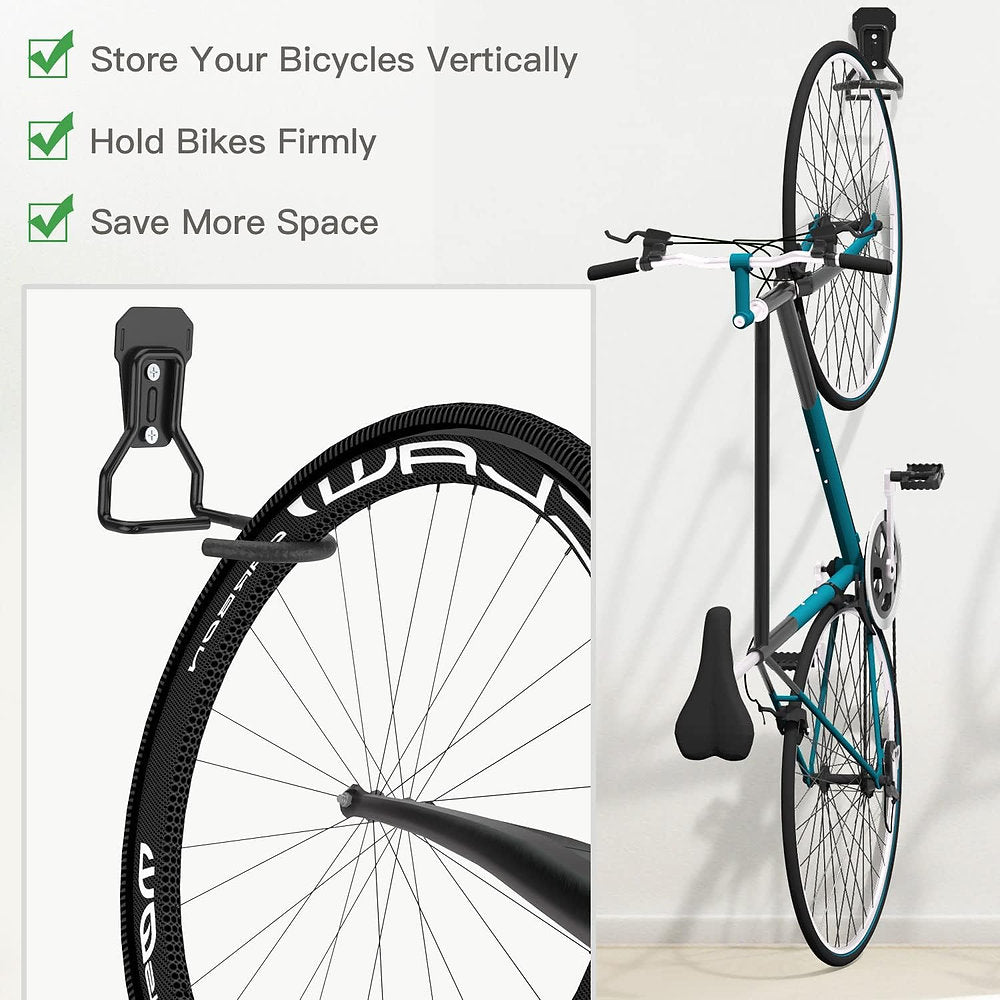 Set de 2 Carlige Reglabile pentru Suport Bicicleta pe Perete - Housolution, Optimizare Spatiu Garaj