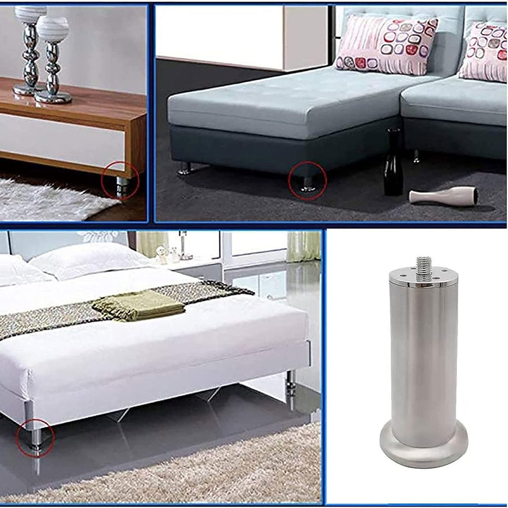 Pachet 4 picioare mobilier inox, dulap, canapea 12 cm