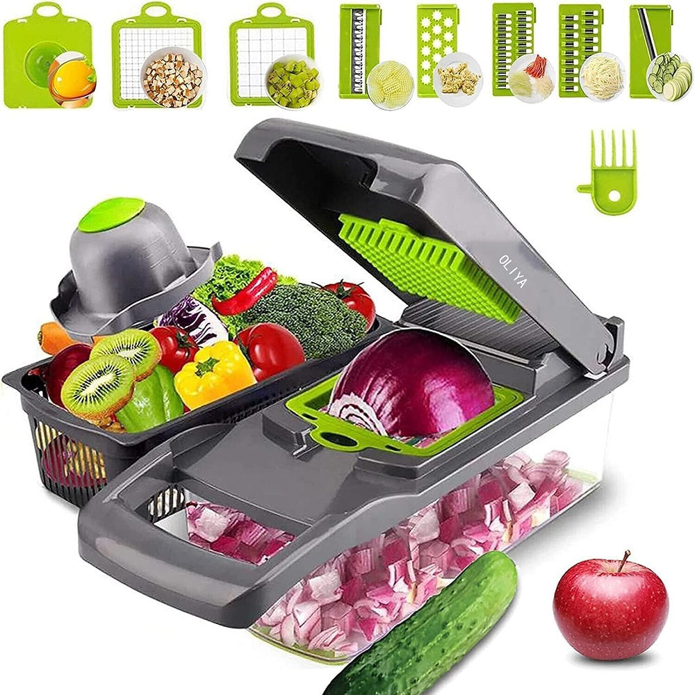Feliator, taietor fructe, vegetale, OLIYA, 12in1, multifunctional