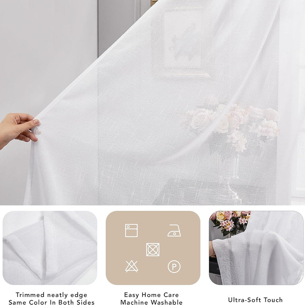 Perdele voal, Deconovo , 240 x 140 cm, alb, set 2