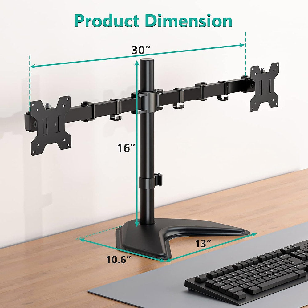 Braț, suport pentru monitor, două monitoare , Wali 13-27", 10kg