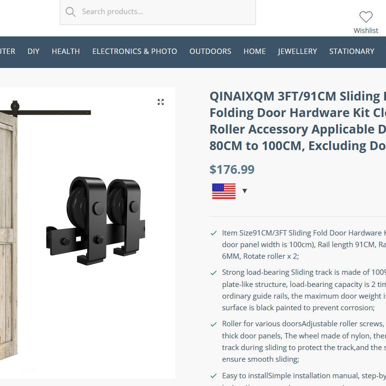 Kit de montare usi pliabile, mecanism usa plianta, 92cm, Qinaixqm