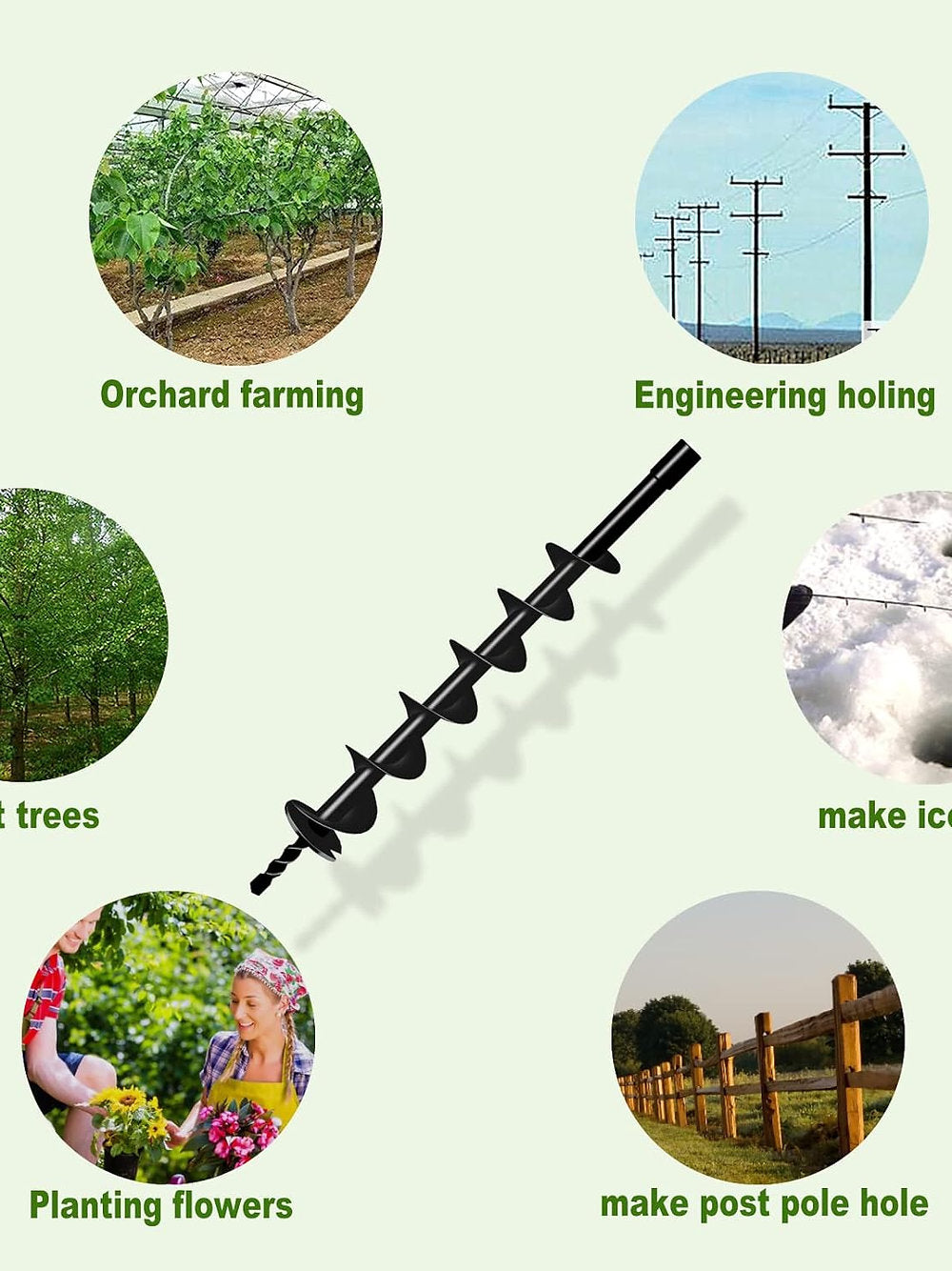 Burghiu cultivator, stalpi, Longrun, pentru sapat gauri, 7.6x80cm