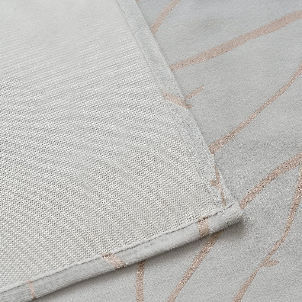 Draperii decorative catifea, opace, EMEMA, 140x145cm set de 2, gri-alb