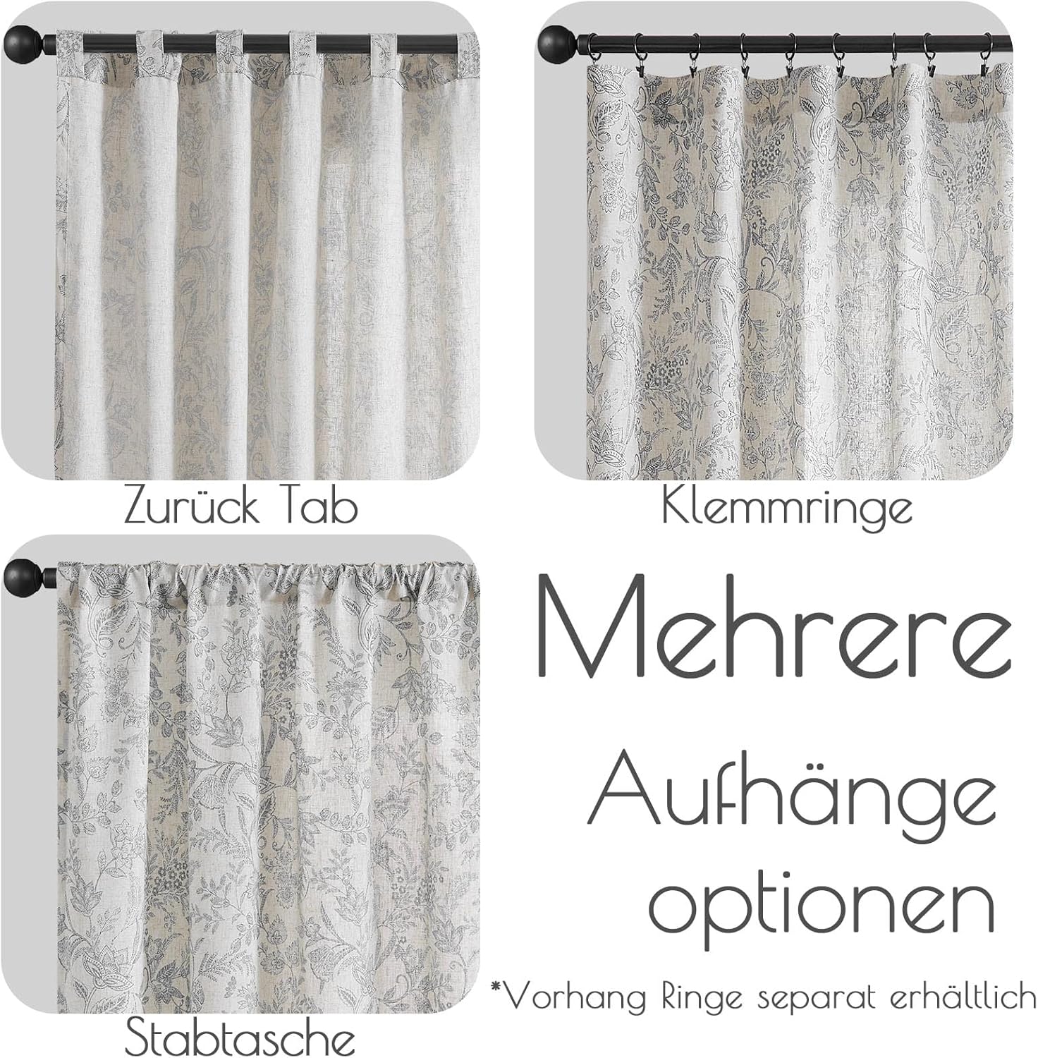 Perdele Vangao semitransparente, bej cu plante gri, in, 140 x 225cm