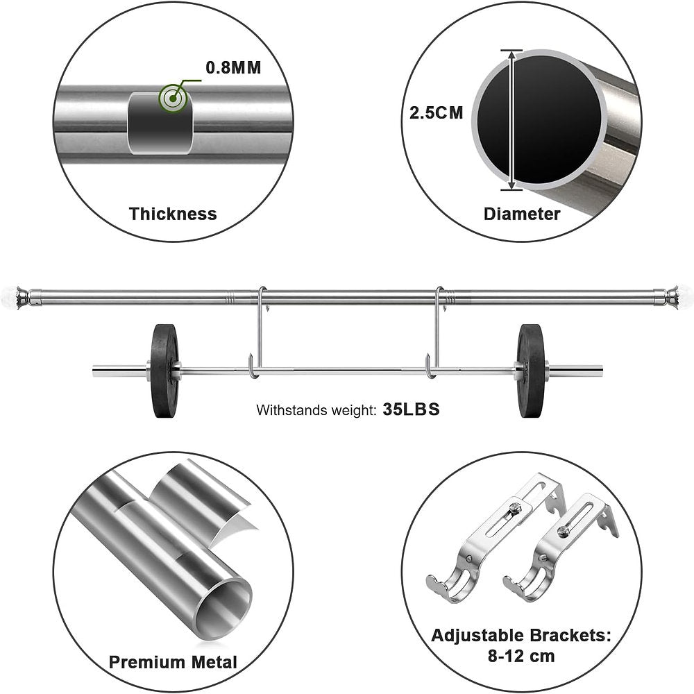 Galerie, bara perdea, 76-210cm, 2.5cm, otel, argintiu