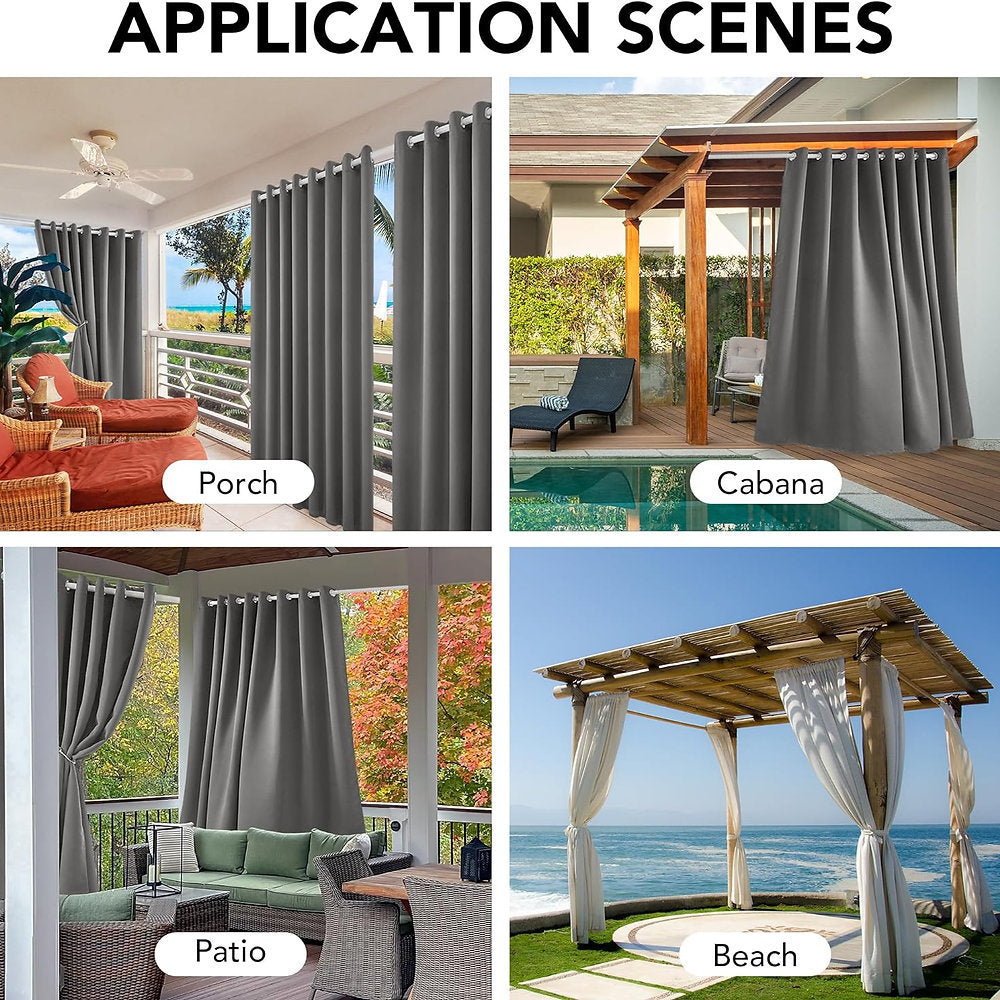 Draperii de exterior Deconovo rezistente la intemperii, 214 x 132 cm,gri