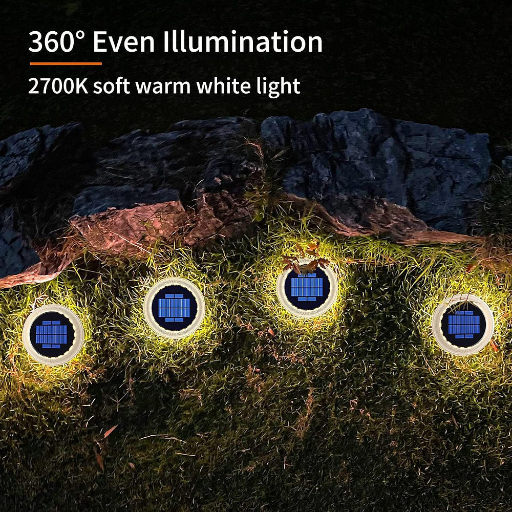 Set de 4 Lumini solare rotunde, 360grade, IP68