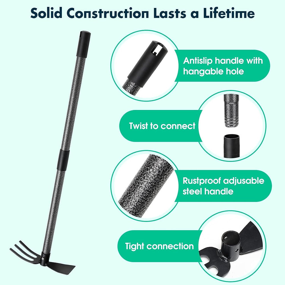 Sapa cu cap dublu, otel, pentru ingrizirea gradinii, plivire buruieni, 78cm