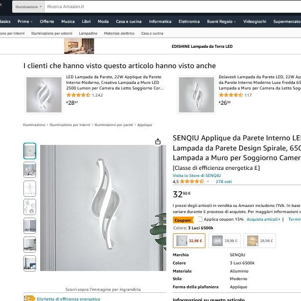 Aplica LED 22W, 6500k, lumina alba rece, 29x10cm