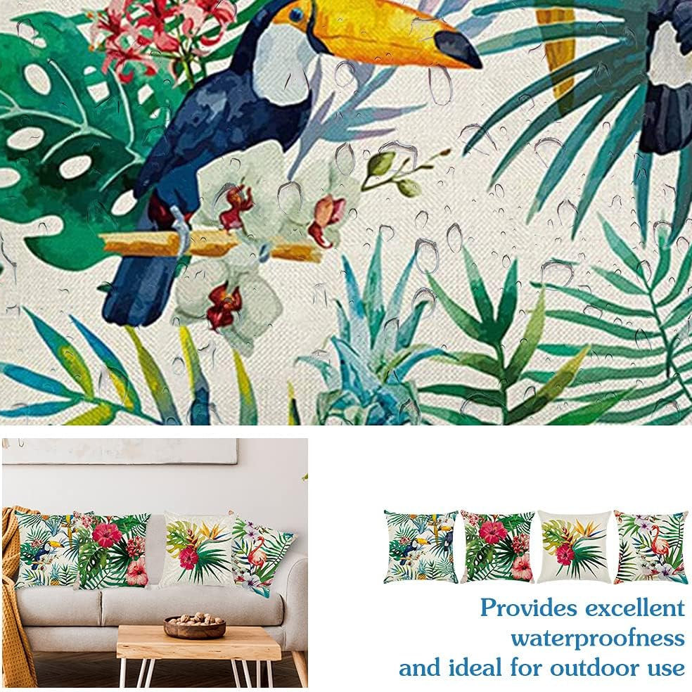 Fete perna impermeabile, husa decorativa , 45x45cm set de 4, flamingo