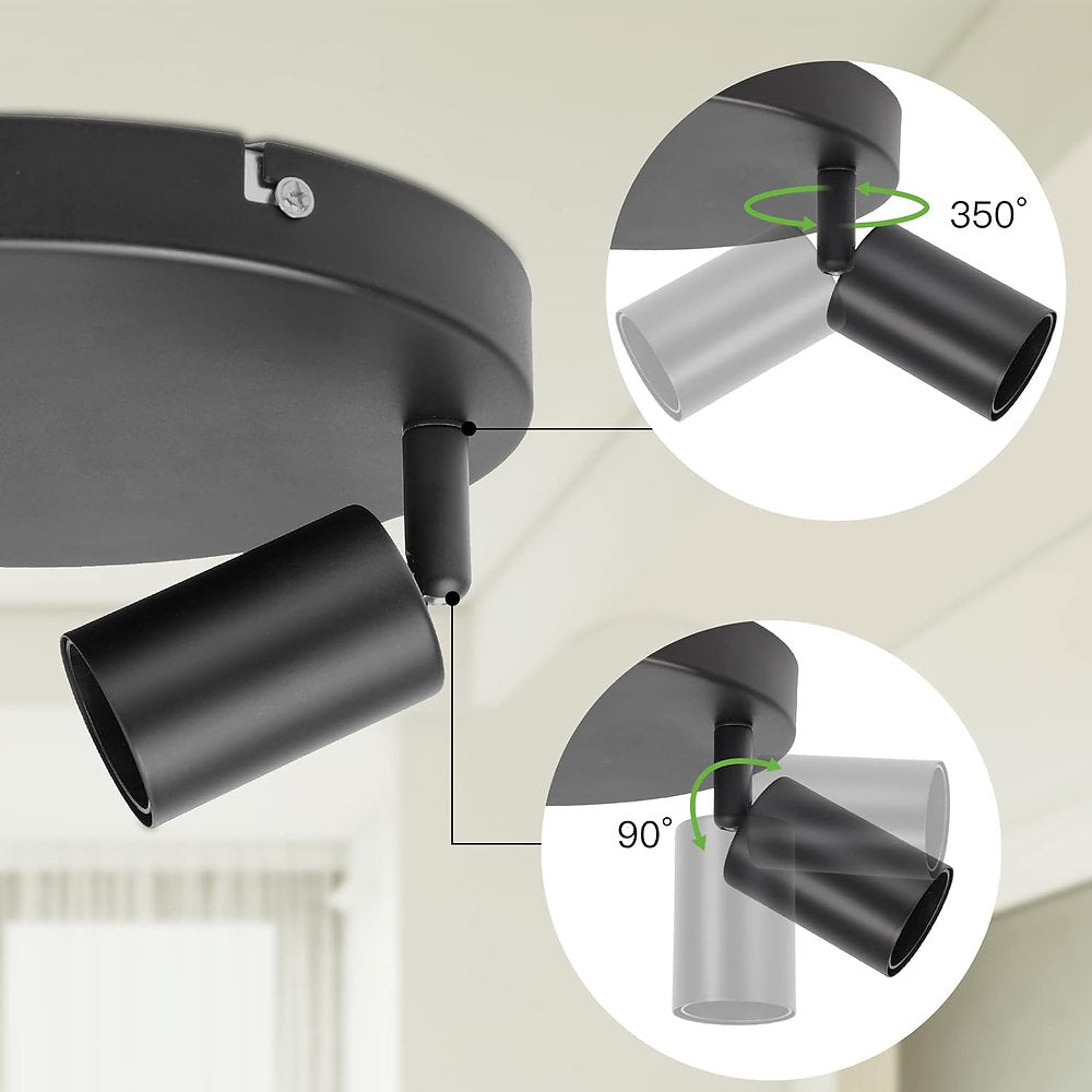 Plafoniera 3 cai, E27, reglabila 360 de grade, negru retro