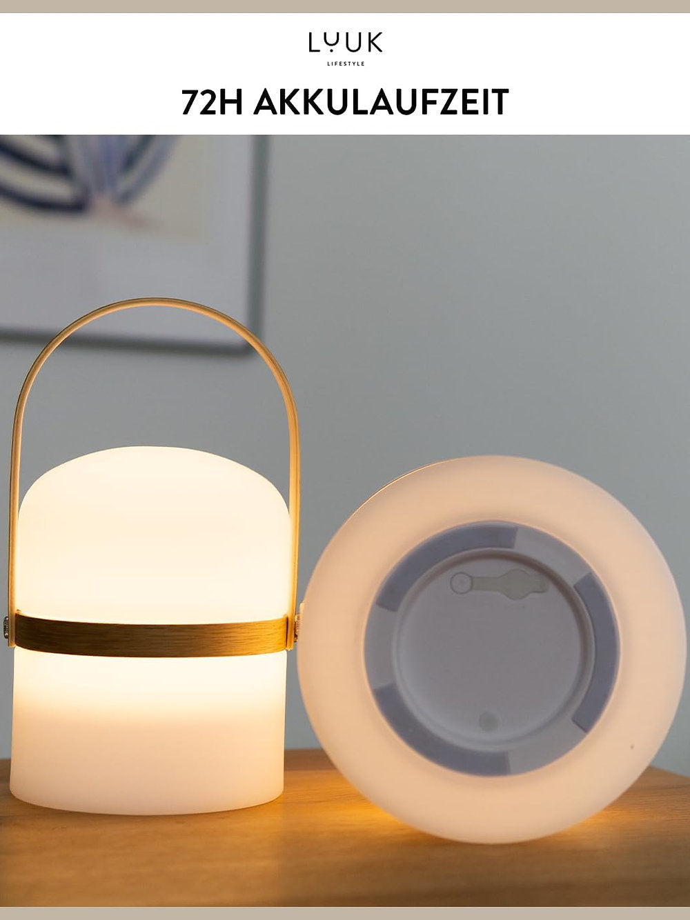 Felinar LUUK LIFESTYLE XXL cu design ș i m âner din lemn, autonomie 72h, ip44