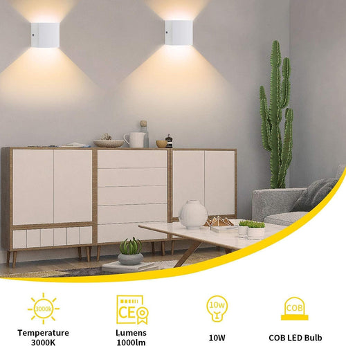 Aplice LED 10W, lumina alba cald, 12x5x12cm, set de2, alb
