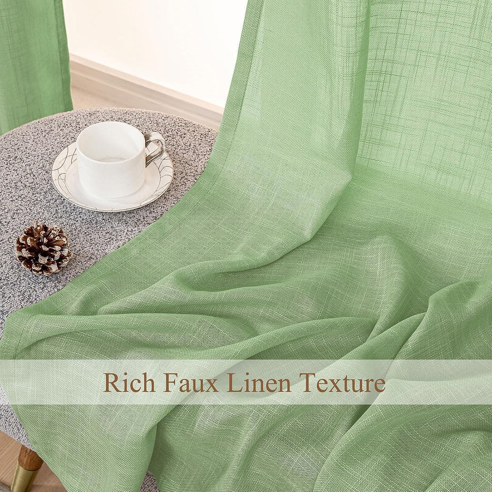 Perdele LZE Home cu ochiuri semitransparentă, 145 x 140cm, verde