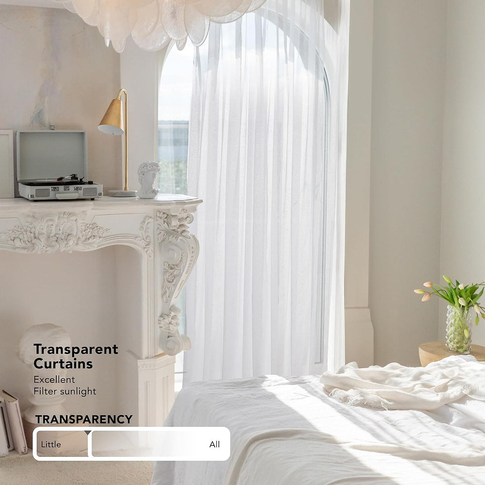 Perdele voal, Deconovo , 240 x 140 cm, alb, set 2