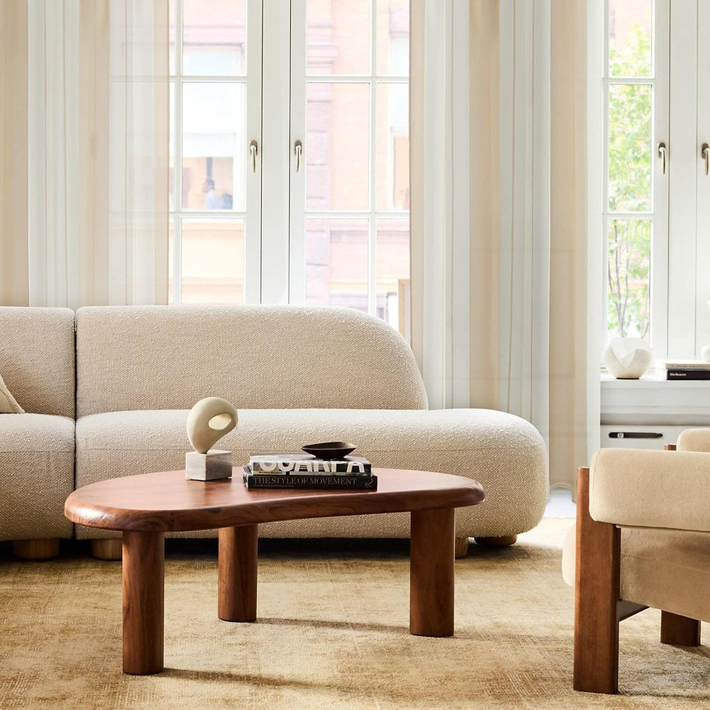 Perdele Mrtrees rejansa semitransparentă, 140 x 225cm, set de 2, alb-bej