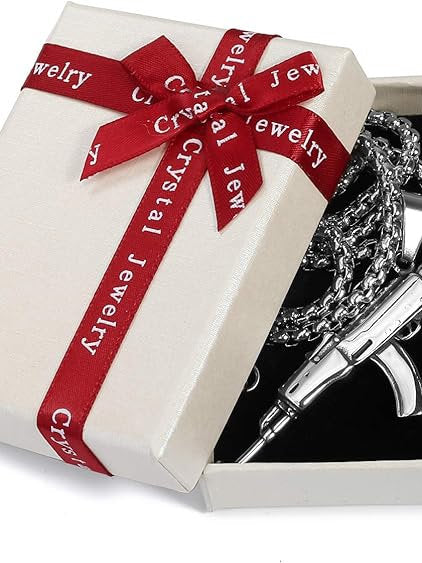 Lantisor cu pandantiv AK47 de 71mm, inox, in cutie cadou, 60cm