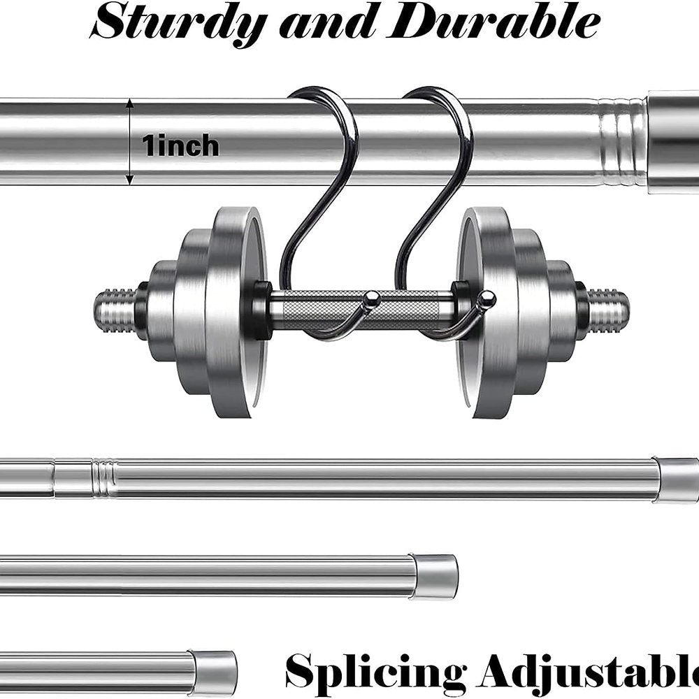 Galerie, INFLATION, bara perdea, draperie extensibila, 76-157cm, cap argintiu