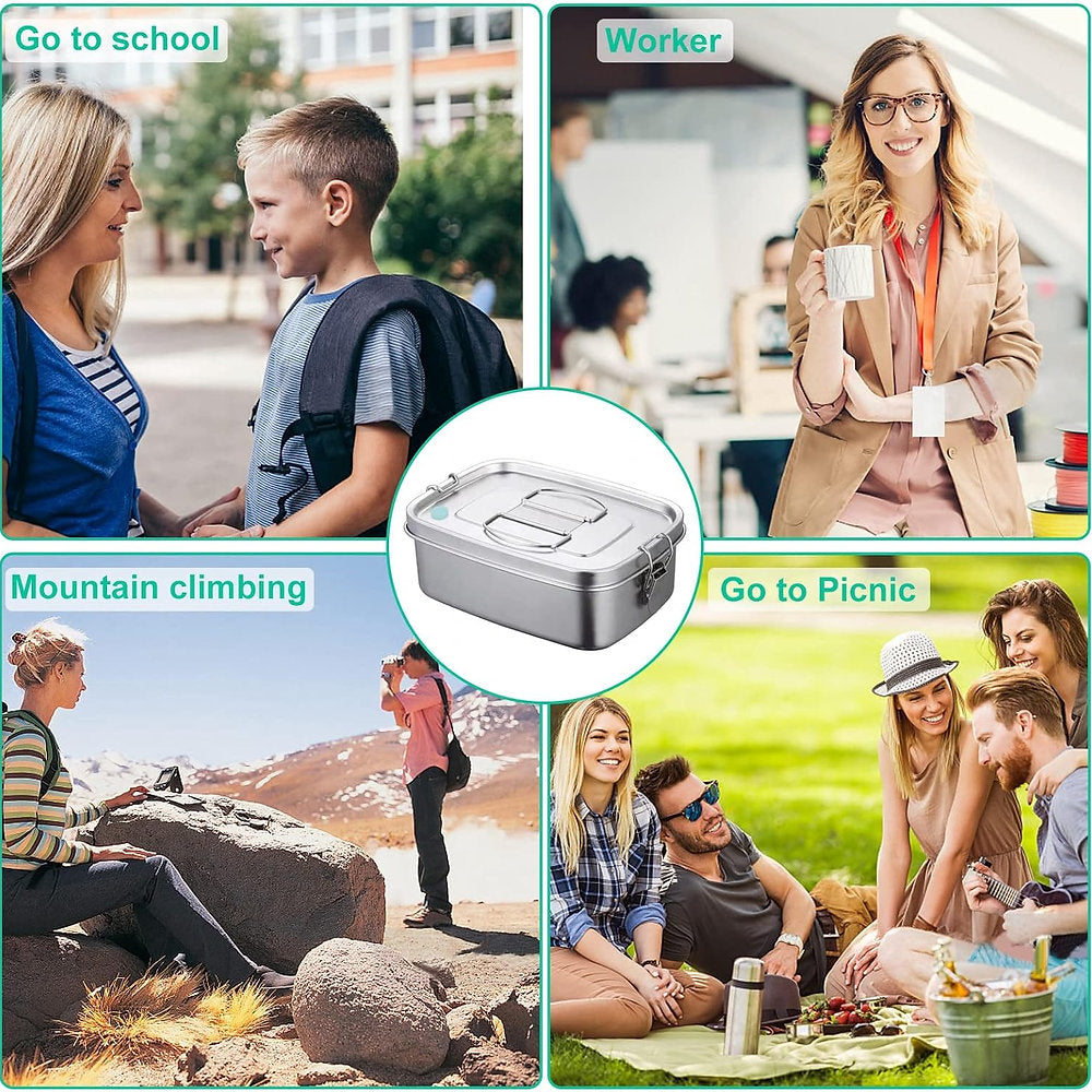 Cutie pranz, camping picnic, compartimentata, 1.1 litri inox premium