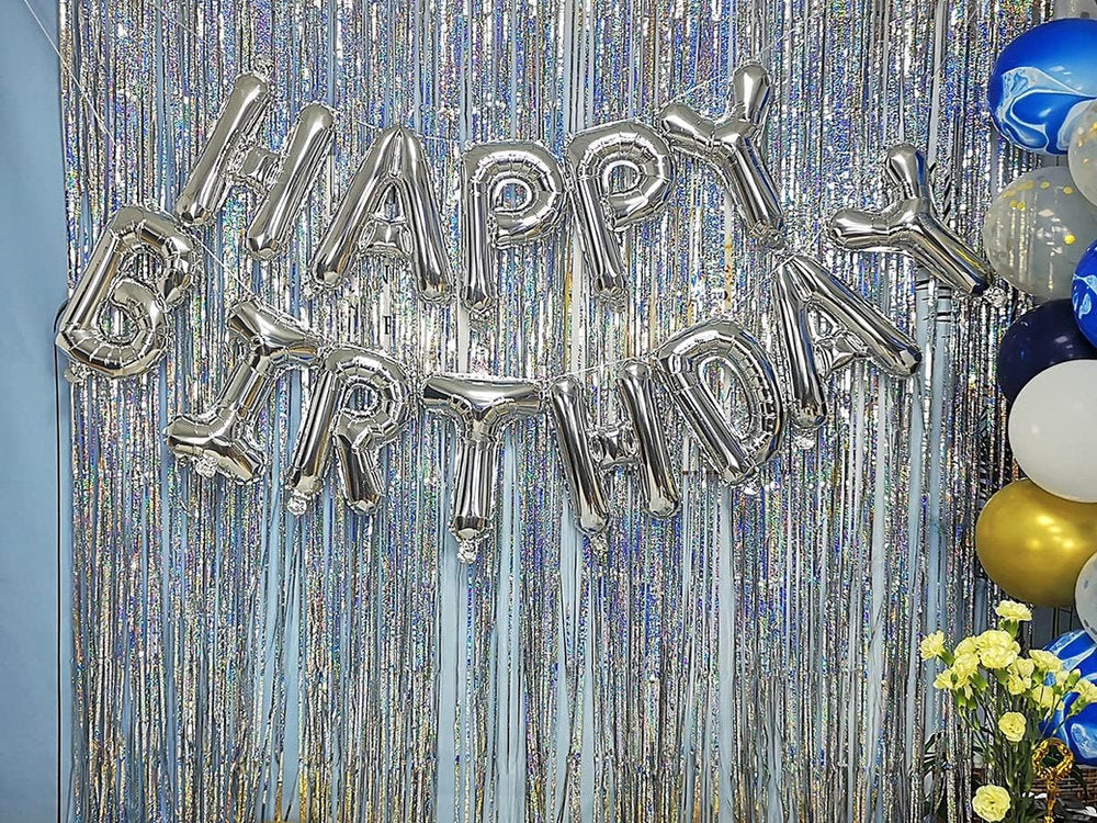 Set baloane HAPPY BIRTHDAY, YinQin 40x40cm litera, Argintiu