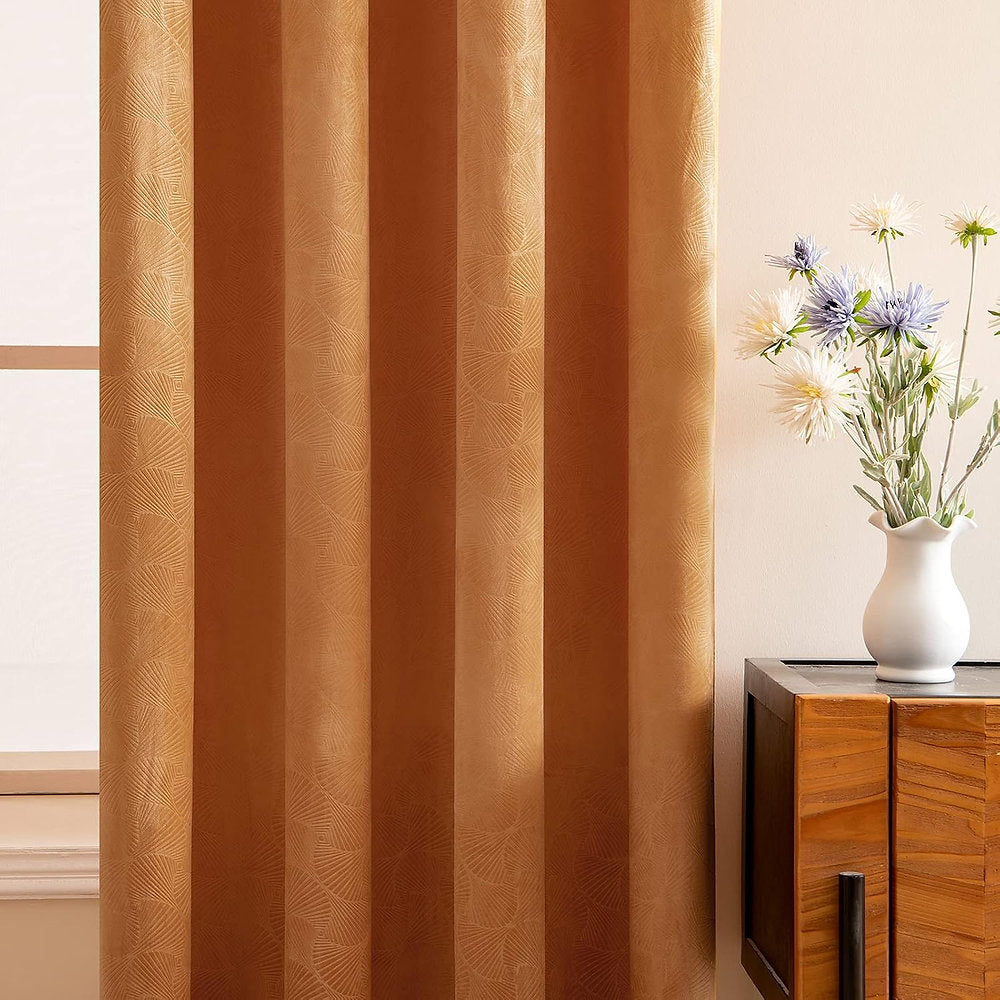 Draperii decorative 100% blackout, EMEMA, 140x175cm set de 2, galben