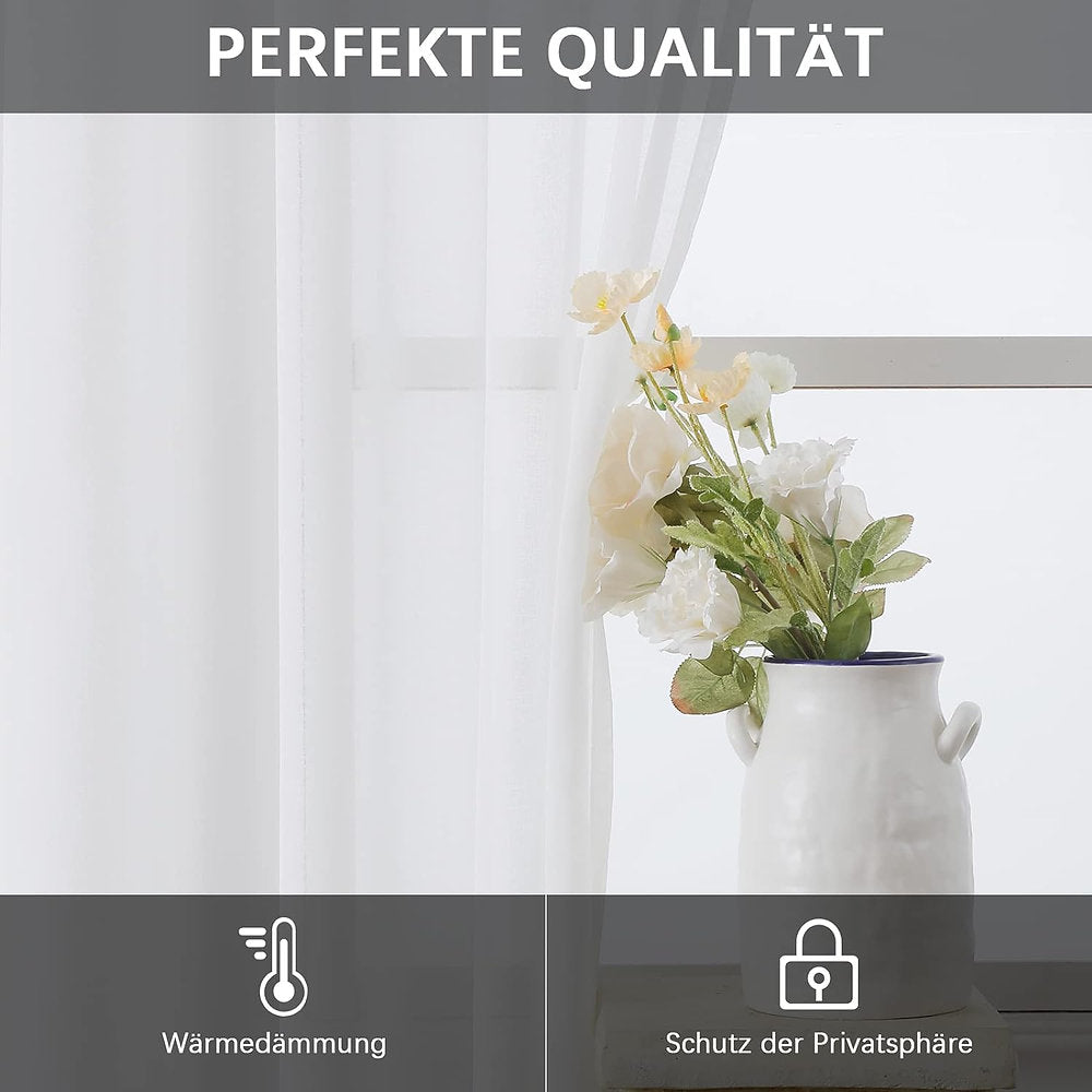 Perdele alba decorativa, Aprtime, 145x140cm set de 2 buc