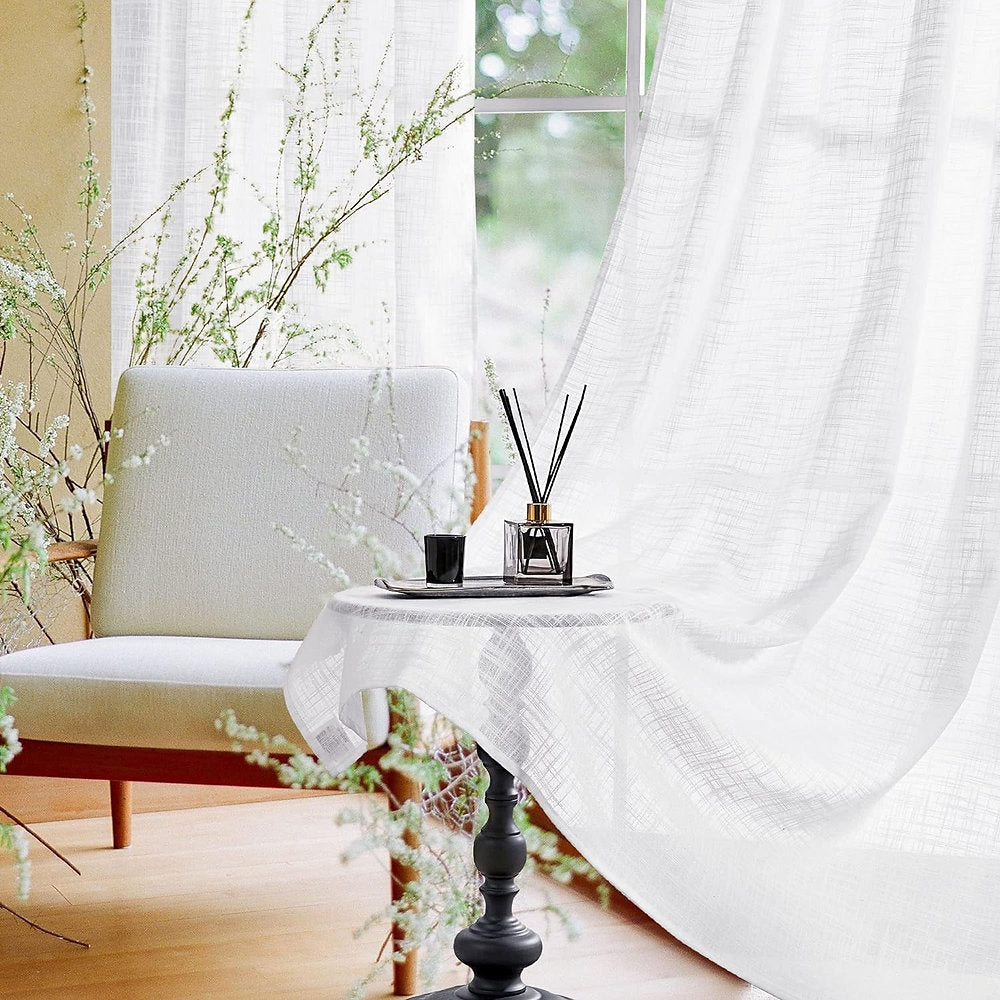 Perdele voal, Deconovo , 245 x 140 cm, alb, set 2