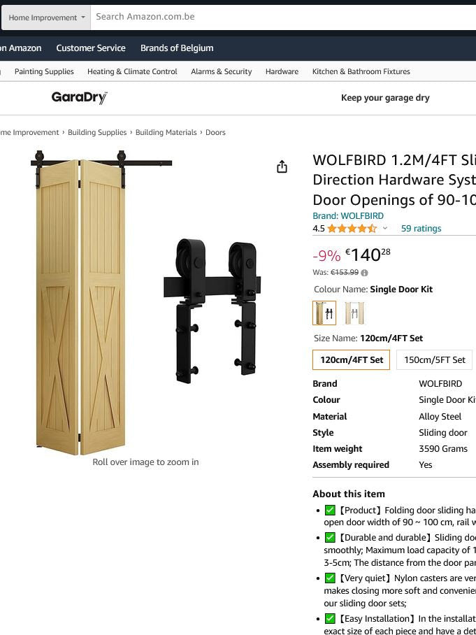 Kit de montare usi pliabile, mecanism usa plianta