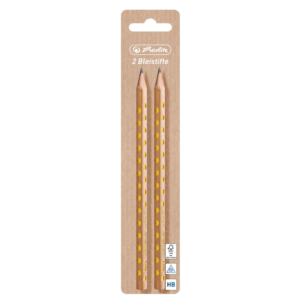 Set Creion grafit Herlitz Pure Glam, mina HB, sectiune triunghiulara, blister, 2