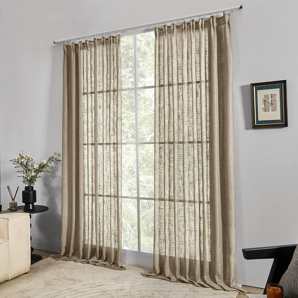 Perdele voal, Deconovo , 245 x 140 cm, gri, set 2