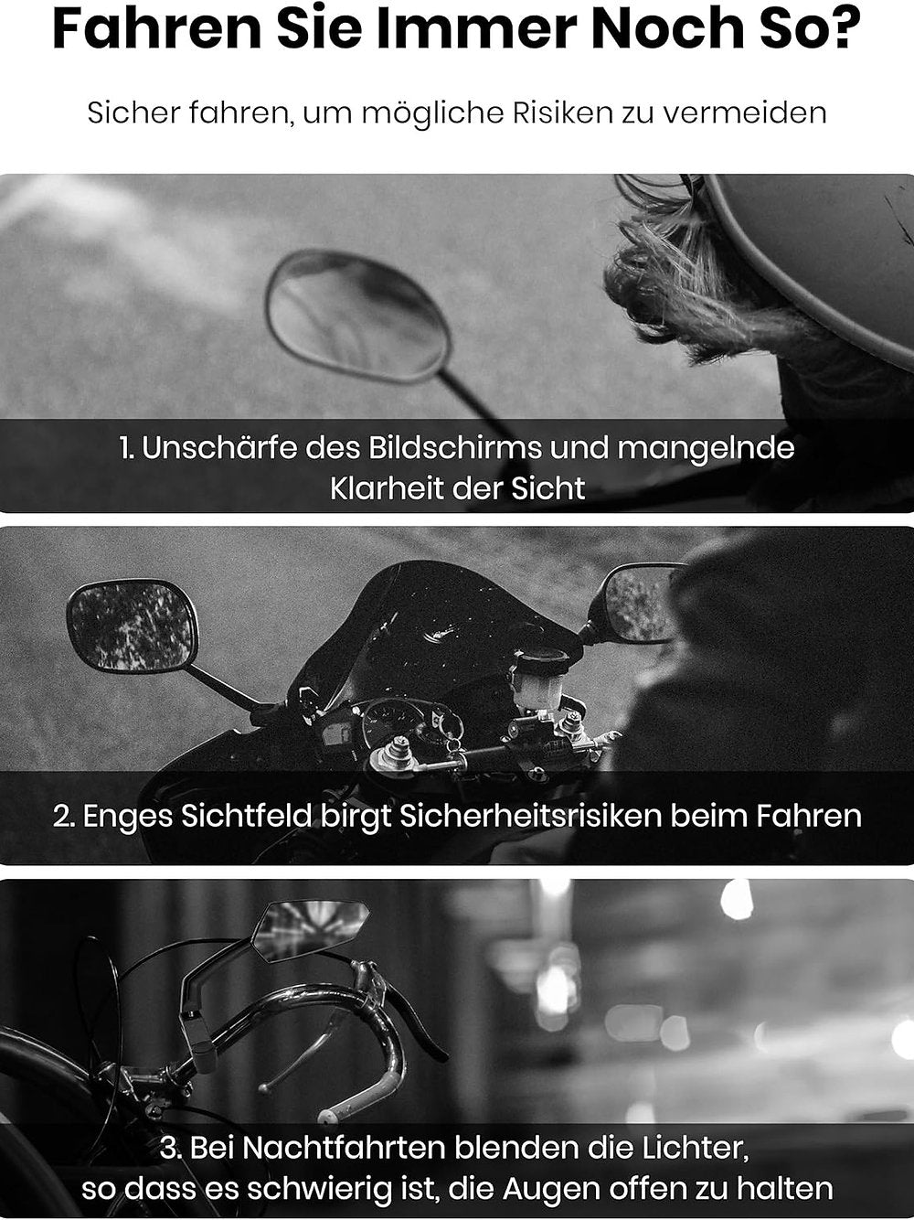 Oglindă pentru bicicletă, suprafață de oglindă foarte mare, sticlă rezistente