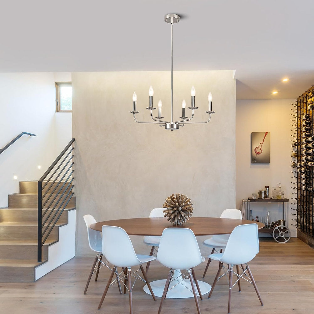 Candelabru modern, Lxwnyy lustra 6 brate, argintiu E14