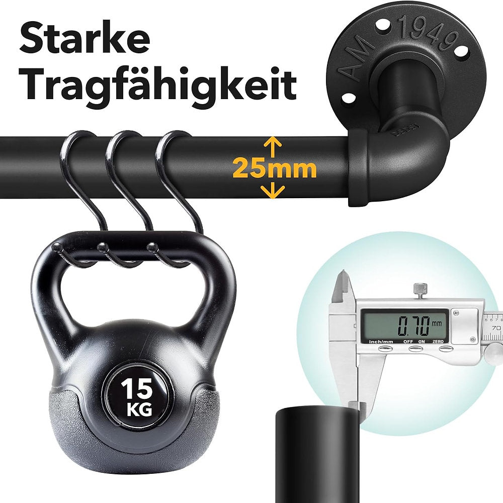 Galerie, bara perdea, fixare tavan sau perete, 76-305cm, 2.5cm, retro, negru