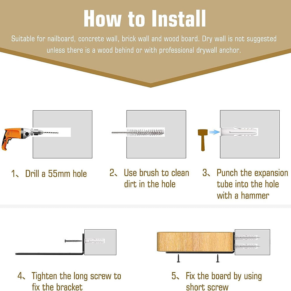 Suport polite, metalice pentru rafturi 20x4cm, set de 2