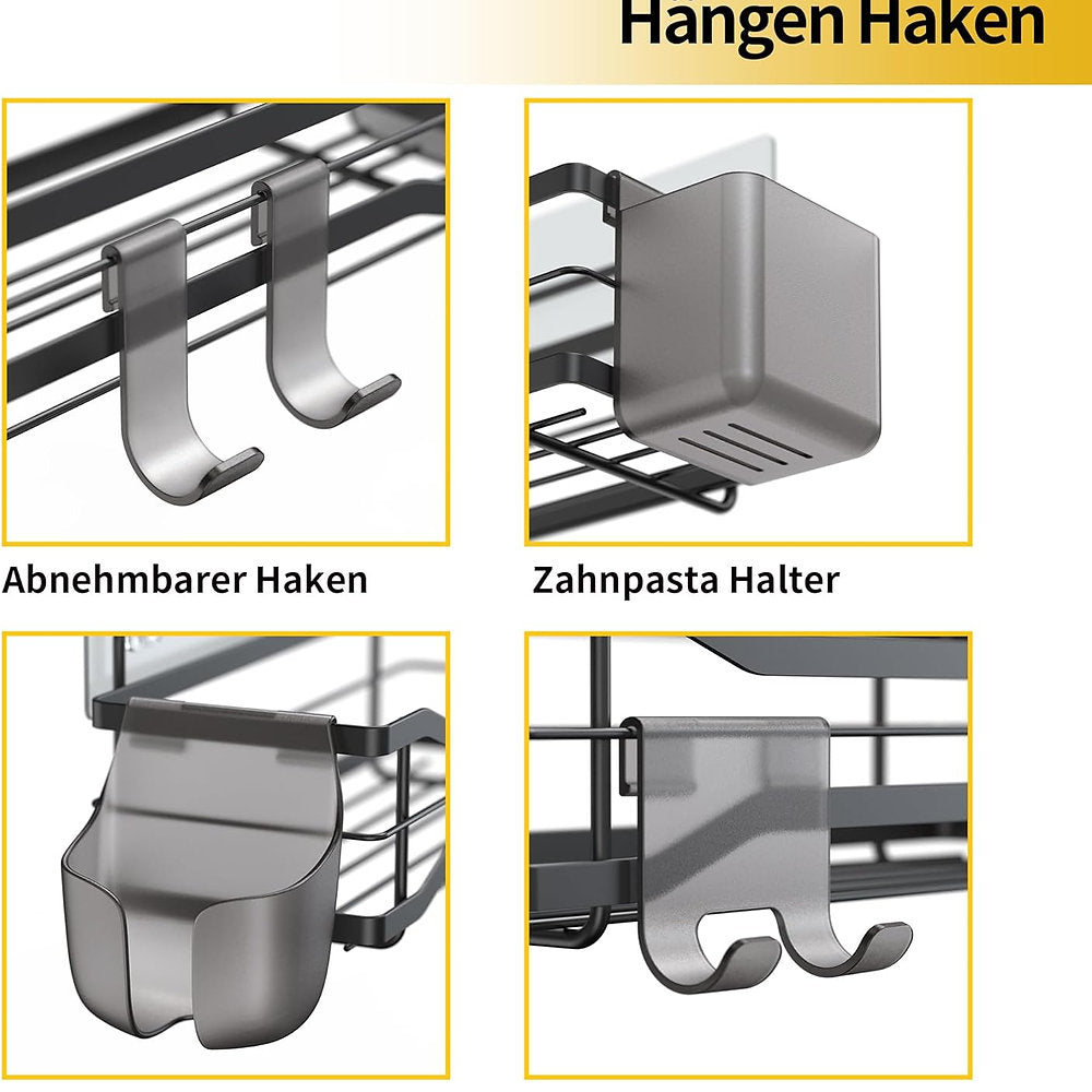 Set de 2 rafturi cu 6 accesorii, 29x9cm