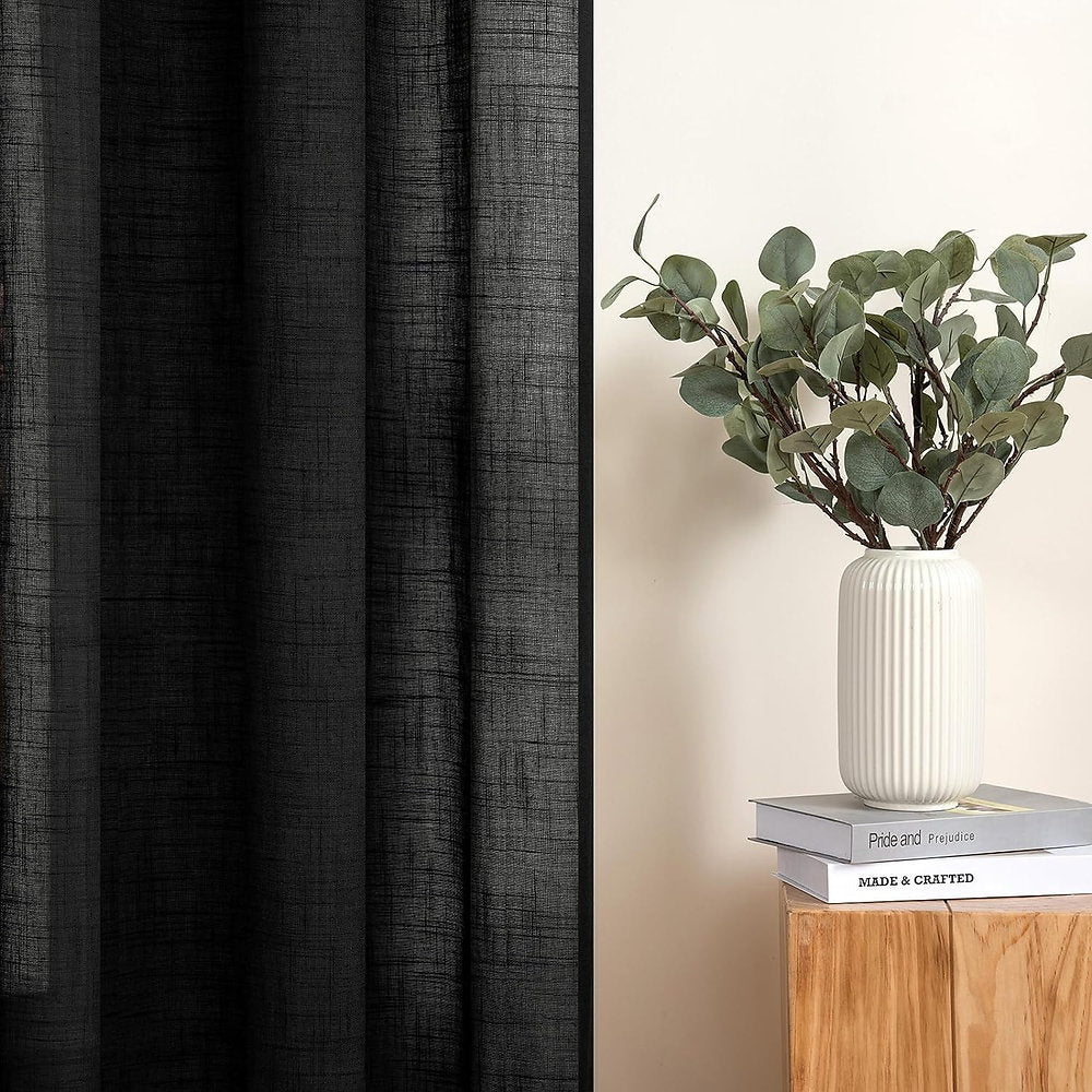 Perdele decorative, Miulee, 140x145cm, negru, set de 2