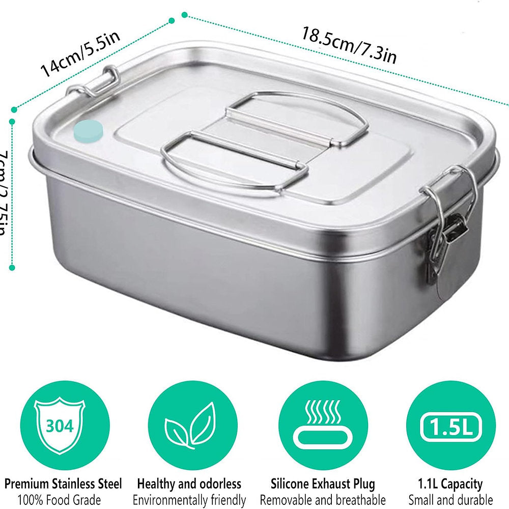 Cutie pranz, camping picnic, compartimentata, 1.1 litri inox premium