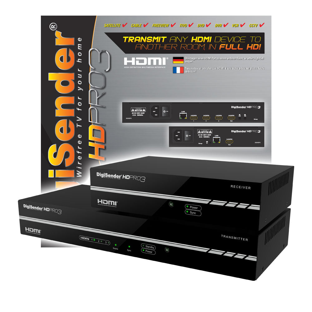 DigiSender HD Pro3 - Transmi??tor semnal HDMI cu 3 intr?ri, extender Powerline (