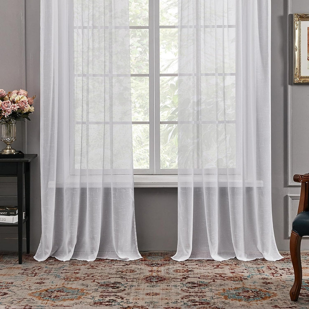 Perdele voal, Deconovo , 240 x 140 cm, alb, set 2