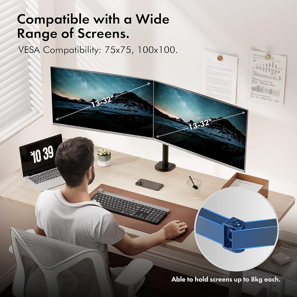 Suport monitor pentru doua monitoare, regrabil, VonHaus, 13"-32"