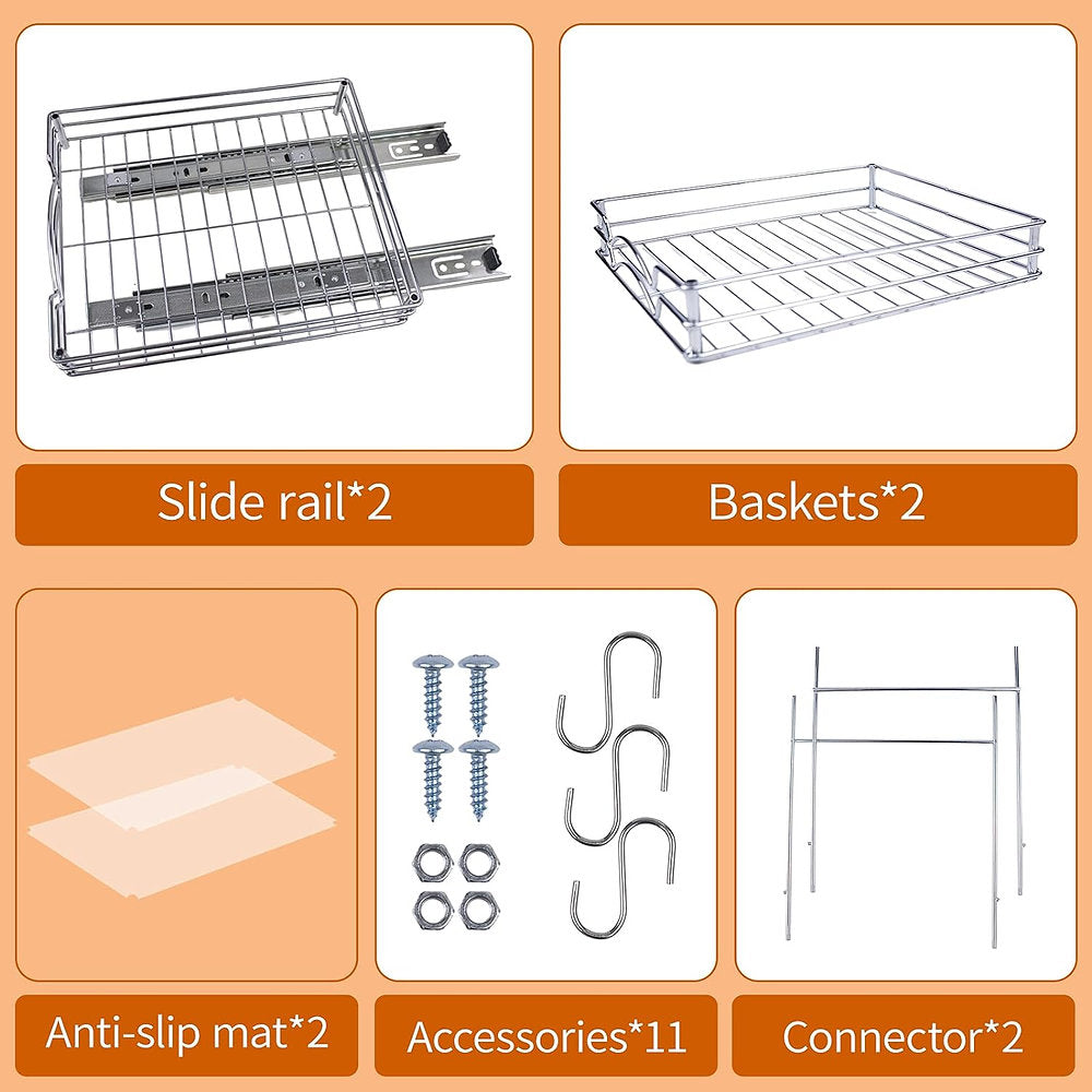 Raft, organizator condimente universal pe sine cu fixare dulap 28x13x26cm