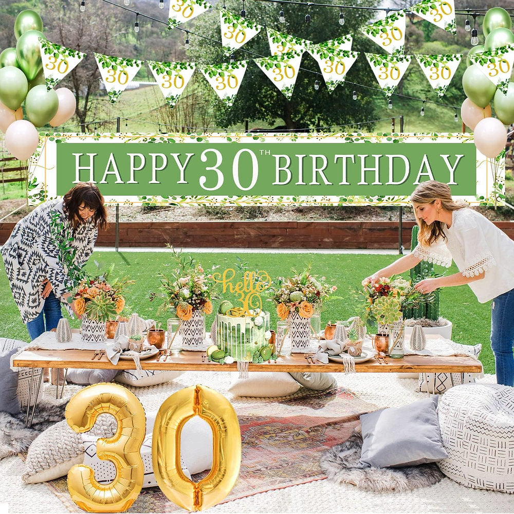 Decoratii cu baloane pentru aniversarea de 30 de ani verde salvie