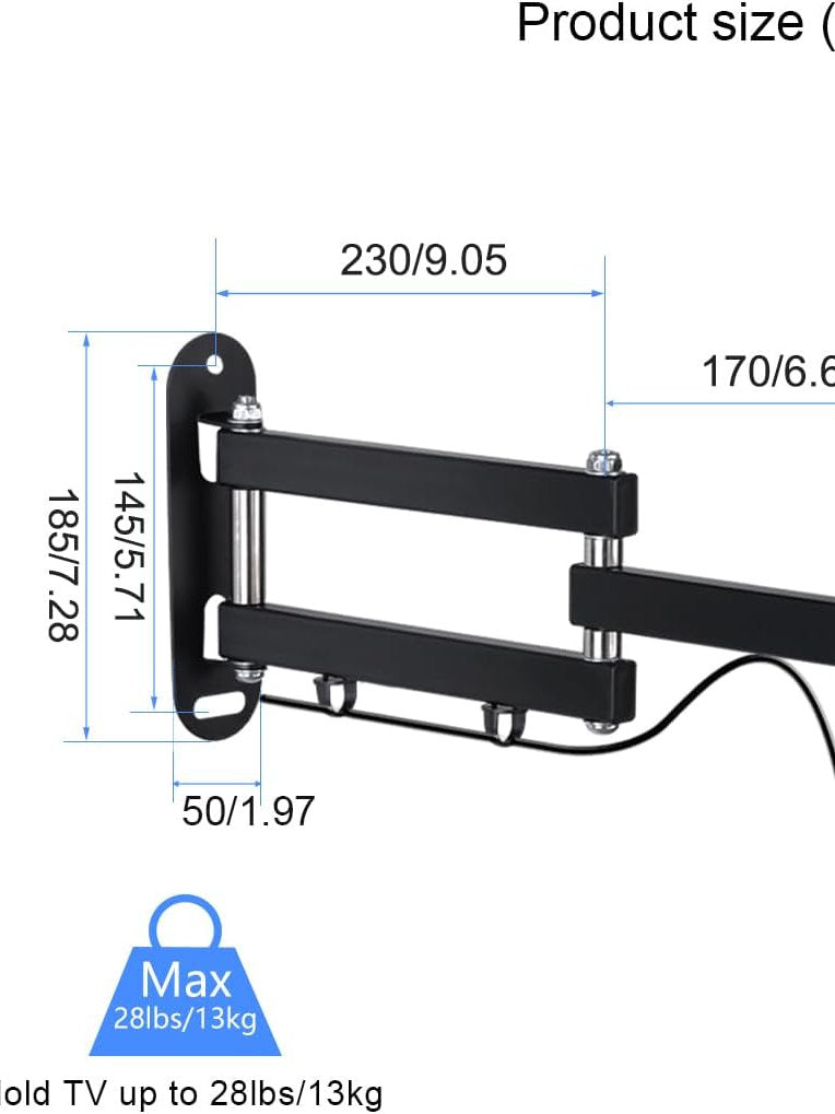 Suport monitor, tv, perete pivotant 15-32 inch, Suptek max 13 kg, Negru