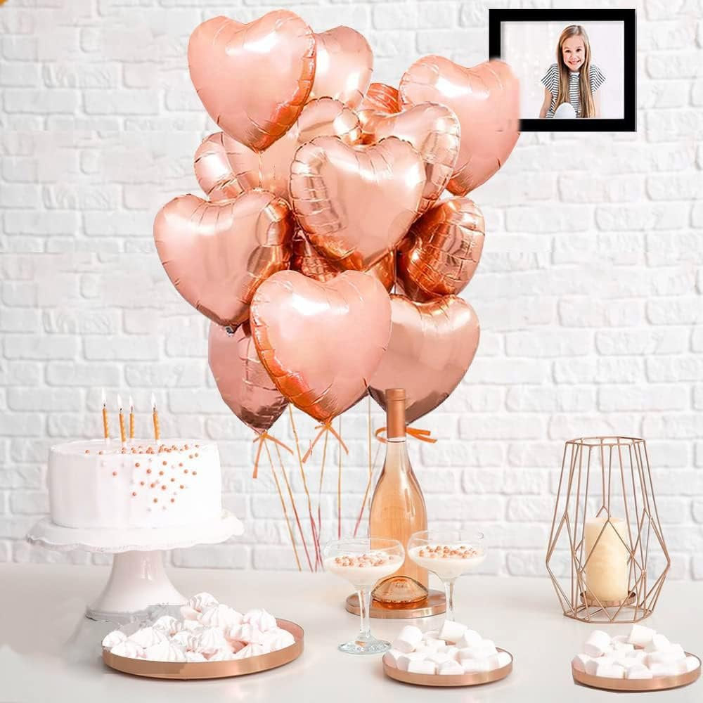 Baloane decorative folie, inimioara, 45cm, pachet de 25, roz