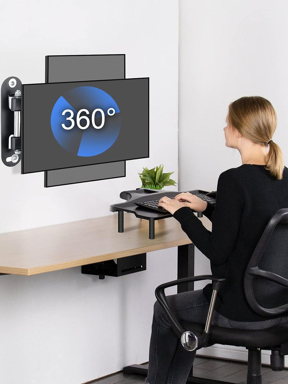 Suport monitor, tv, perete pivotant 15-32 inch, Suptek max 13 kg, Negru