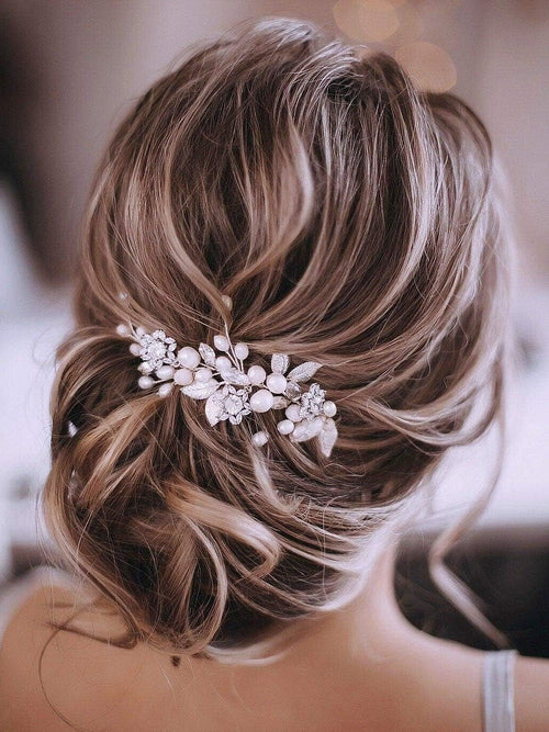 Accesoriu par mirese, Unicra, cu perle si cristale nunta si alte ocazii, 10cm